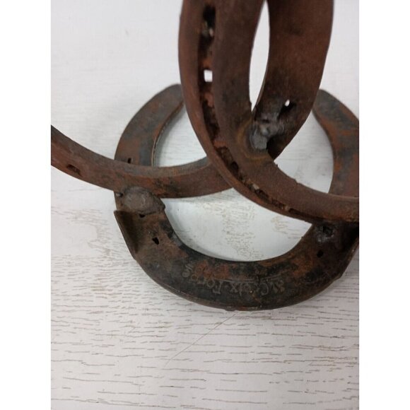 VTG 1970s Cast Iron Horse Shoe Book Holder Display Rustic Industrial Equastrian - Picture 7 of 11